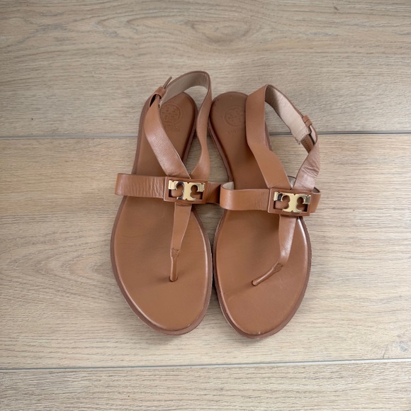 Tory Burch Gigi Half Moon Leather Ankle Strap Sandals - Picture 1 of 4